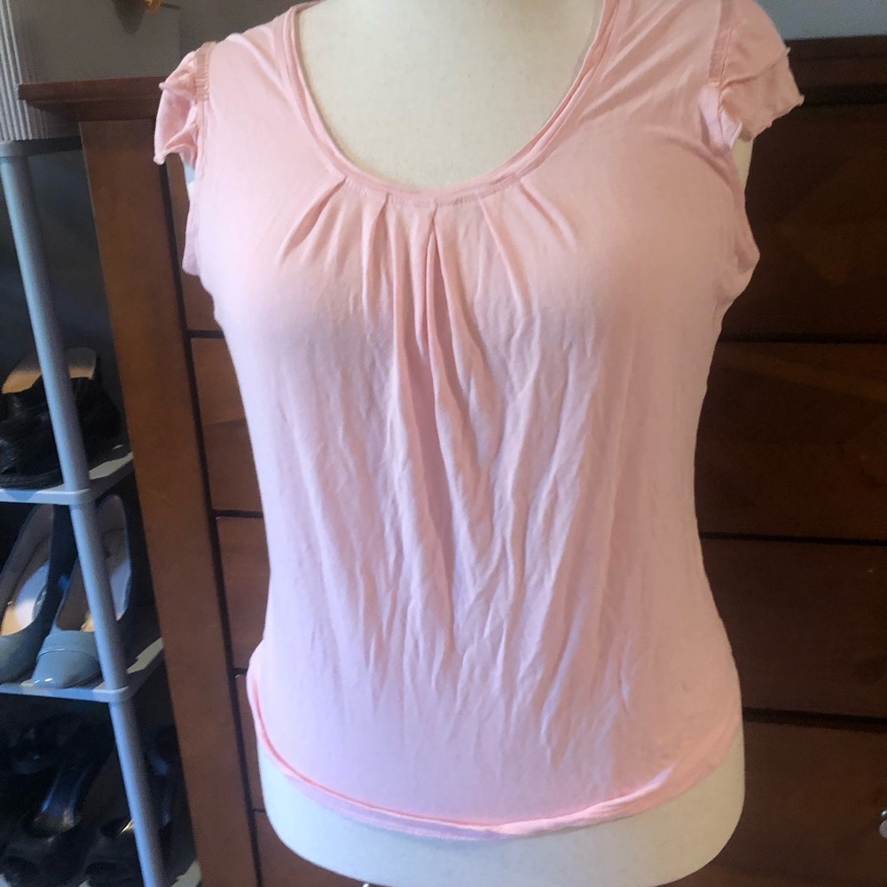 Scoop Neck Short Sleeve Tee in Light Pink